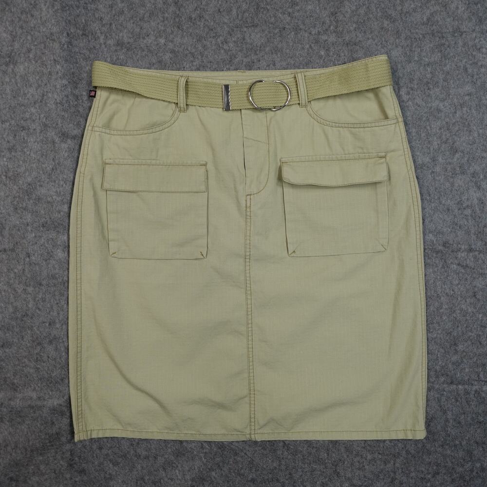 Polo Ralph Lauren Skirt Womens 14 Military Cargo Utility Tan Belted Mini Y2K 90s